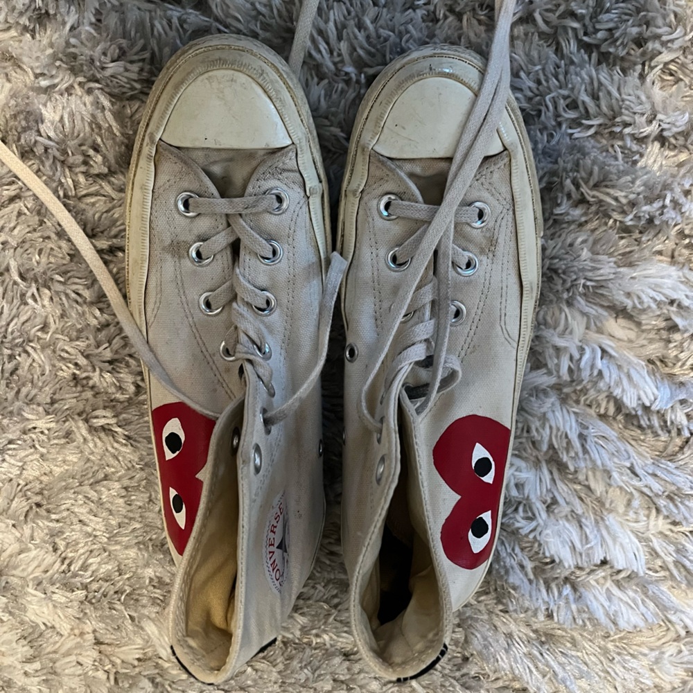 Comme Des Garçons Converse White High Tops